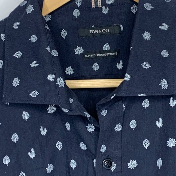 RW & Co Mens Blue Patterned Shirt - Picture 3 of 12
